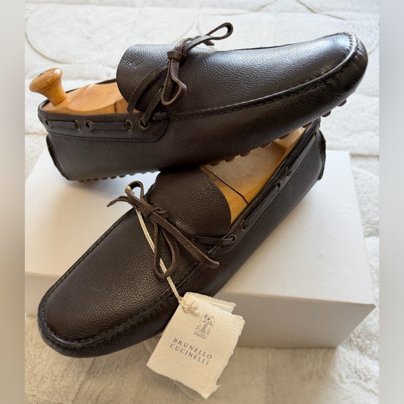NEW $950 Brunello Cucinelli Men\'s Brown Leather Driving Loafers Shoes 42.5 9 9.5 main image 7